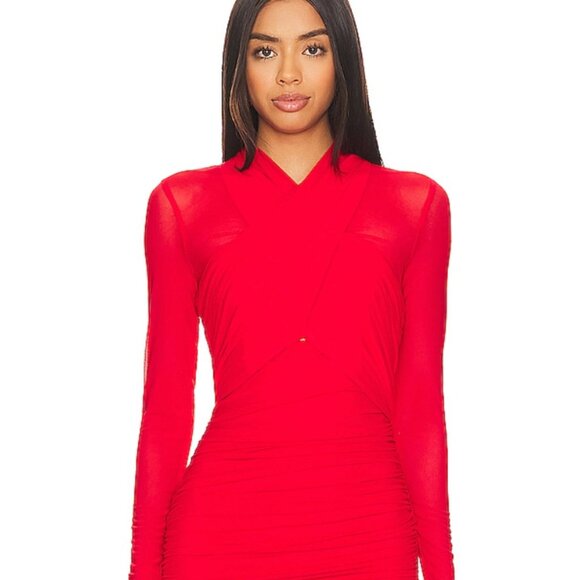 Bardot Aliyah Dress - Fire Red - Picture 1 of 2